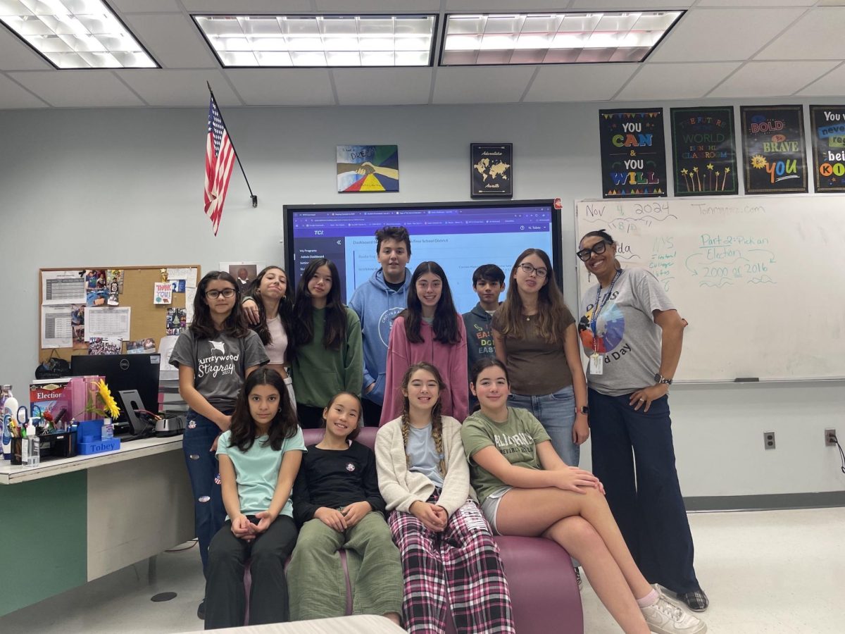 The DFMS Student Government takes a break to pose for a picture after boxing up candy for this fall's Operation Shoedrive fund-raiser in support of our troops overseas.